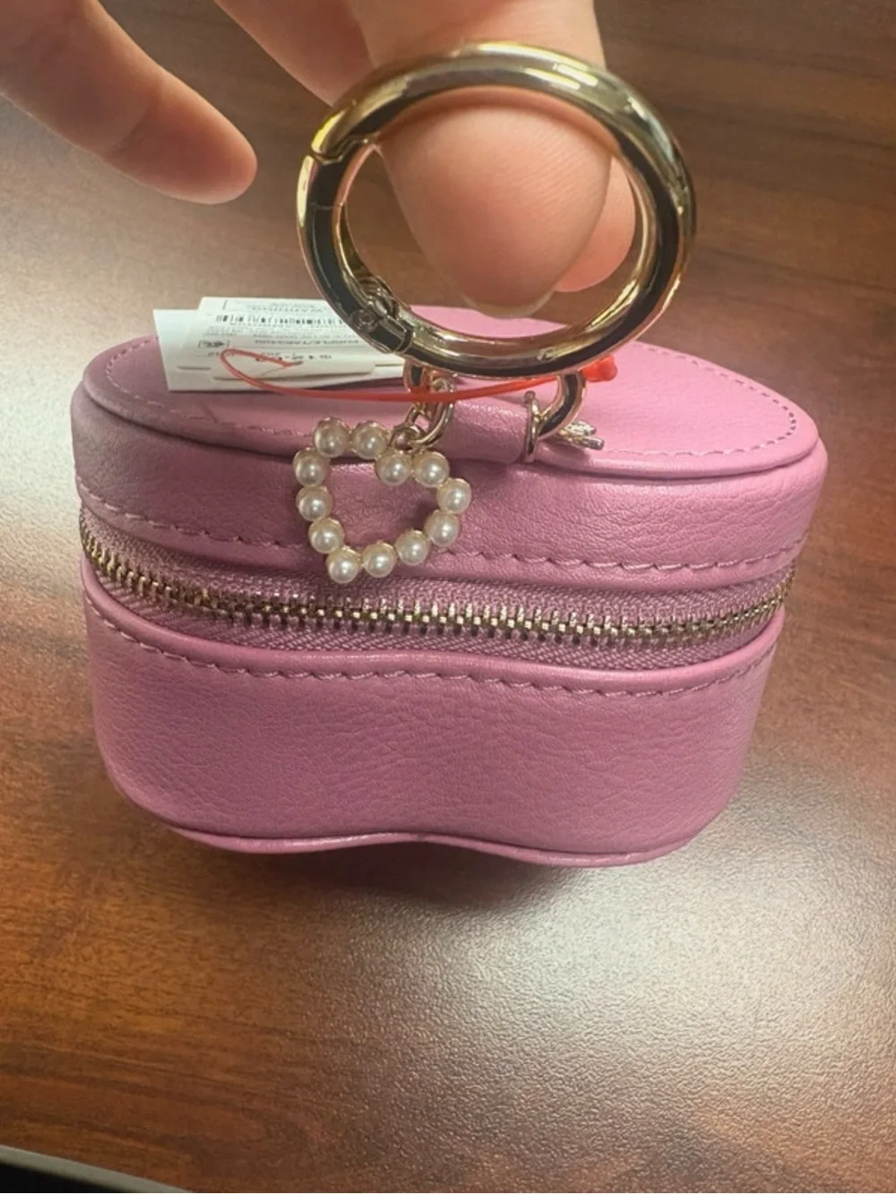 Target Pink Heart Key & Card Holder with Gold Ring